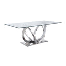 Acme Furniture Finley Dining Table with Glass Top and Pedestal Base 68260 IMAGE 1
