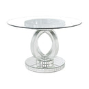 Acme Furniture Round Ornat Dining Table with Glass Top and Pedestal Base 77835 IMAGE 2