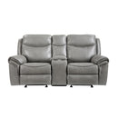 Homelegance Aram Reclining Leather Look Loveseat 8206GRY-2 IMAGE 1