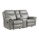 Homelegance Aram Reclining Leather Look Loveseat 8206GRY-2 IMAGE 3
