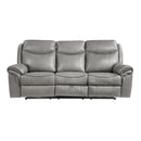 Homelegance Aram Reclining Leather Look Sofa 8206GRY-3 IMAGE 1