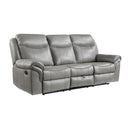 Homelegance Aram Reclining Leather Look Sofa 8206GRY-3 IMAGE 2