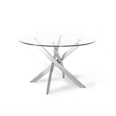 VIG Furniture Round Modrest Dining Table with Glass Top & Trestle Base Modrest VGLET07-CLR IMAGE 1