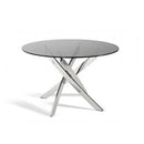 VIG Furniture Round Modrest Dining Table with Glass Top & Trestle Base Modrest VGLET07-SMK IMAGE 1