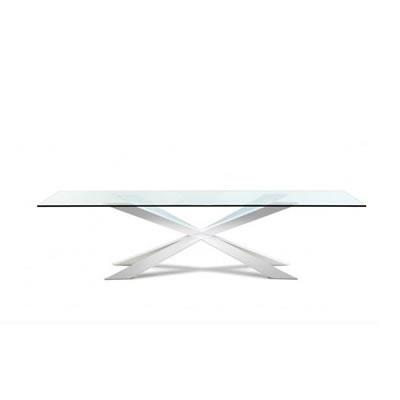 VIG Furniture Modrest Dining Table with Glass Top & Trestle Base Modrest VGVCT8968X-CLR IMAGE 1