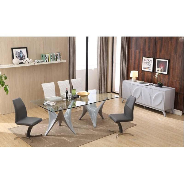 VIG Furniture Modrest Dining Table with Glass Top & Pedestal Base Modrest VGVCT20901 IMAGE 1