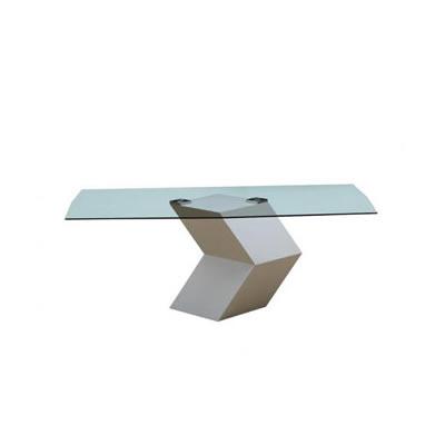 VIG Furniture Modrest Dining Table with Glass Top & Pedestal Base Modrest VGVCT8938-WHT IMAGE 1