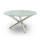 VIG Furniture Round Modrest Frau Dining Table with Glass Top & Trestle Base Modrest Frau VGLET08-CRK IMAGE 1