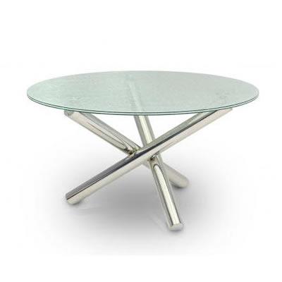 VIG Furniture Round Modrest Frau Dining Table with Glass Top & Trestle Base Modrest Frau VGLET08-CRK IMAGE 1