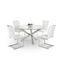 VIG Furniture Round Modrest Frau Dining Table with Glass Top & Trestle Base Modrest Frau VGLET08-CRK IMAGE 2