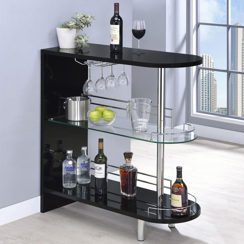 Coaster Furniture Adolfo 101063 Rectangular 2-tier Home Bar Table - Black High Gloss IMAGE 7