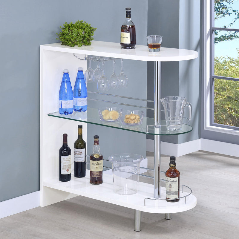 Coaster Furniture Adolfo 101064 Rectangular 2-tier Home Bar Table - White High Gloss IMAGE 7