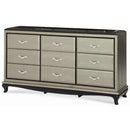 Michael Amini After Eight 9-Drawer Dresser After Eight Titanium Upholstered Dresser IMAGE 1
