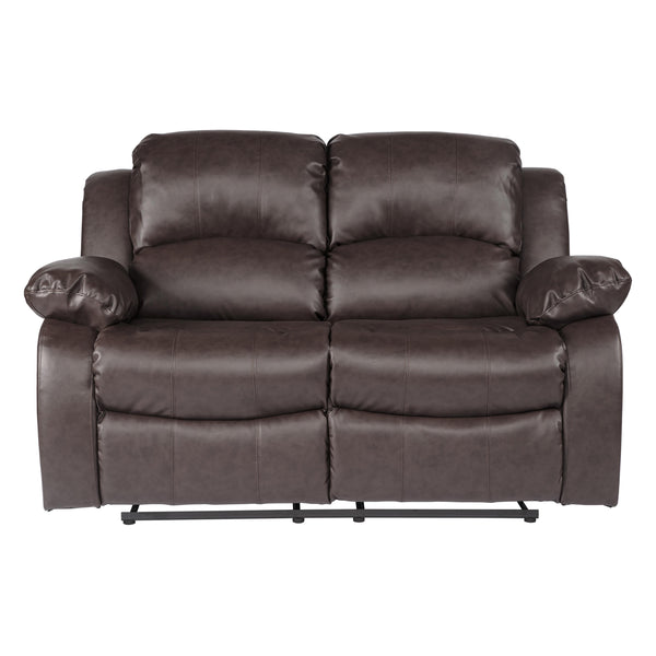 Homelegance Cranley Manual Reclining Leather Match Loveseat 9700BRW-2 IMAGE 1