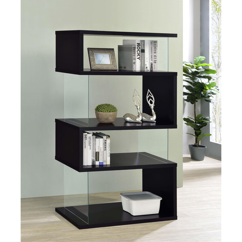 Coaster Furniture Emelle 800340 63-inch 4-shelf Glass Panel Bookshelf - Black IMAGE 7