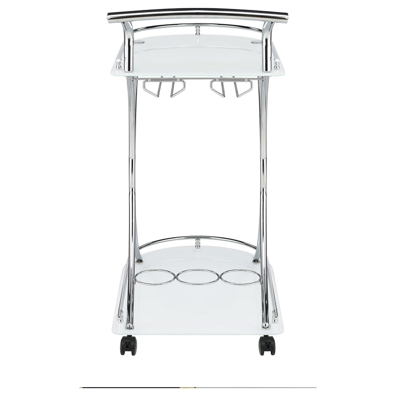 Coaster Furniture Elfman 910002 2-tier Glass Shelf Metal Bar Cart - White and Chrome IMAGE 6