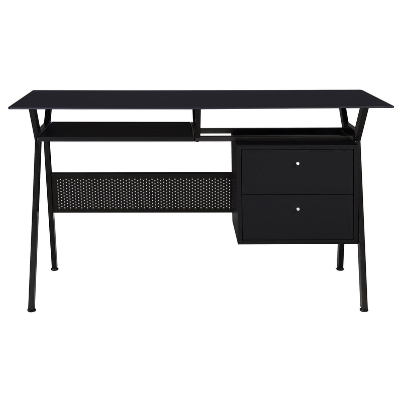 Coaster Furniture Weaving 800436 55-inch 2-Drawer Computer Desk Keyboard Tray - Black IMAGE 3
