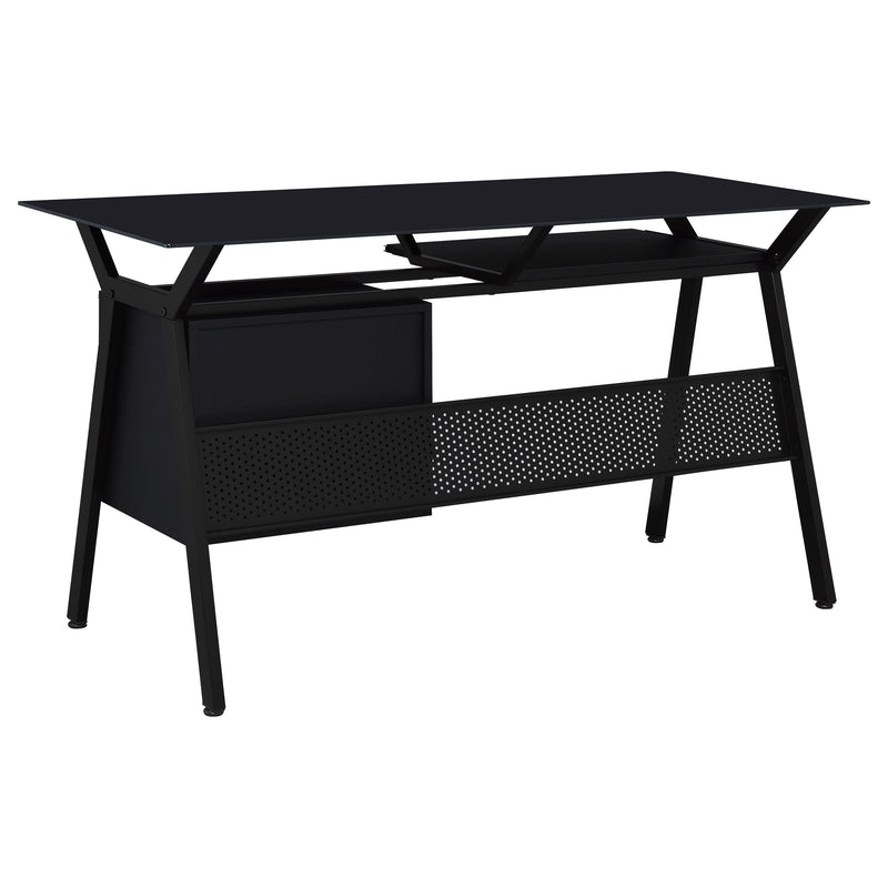 Coaster Furniture Weaving 800436 55-inch 2-Drawer Computer Desk Keyboard Tray - Black IMAGE 5