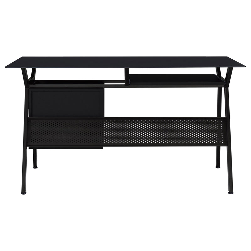 Coaster Furniture Weaving 800436 55-inch 2-Drawer Computer Desk Keyboard Tray - Black IMAGE 6