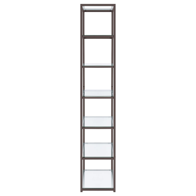 Coaster Furniture Kate 801017 78-inch 5-shelf Glass Bookshelf - Black Nickel IMAGE 4