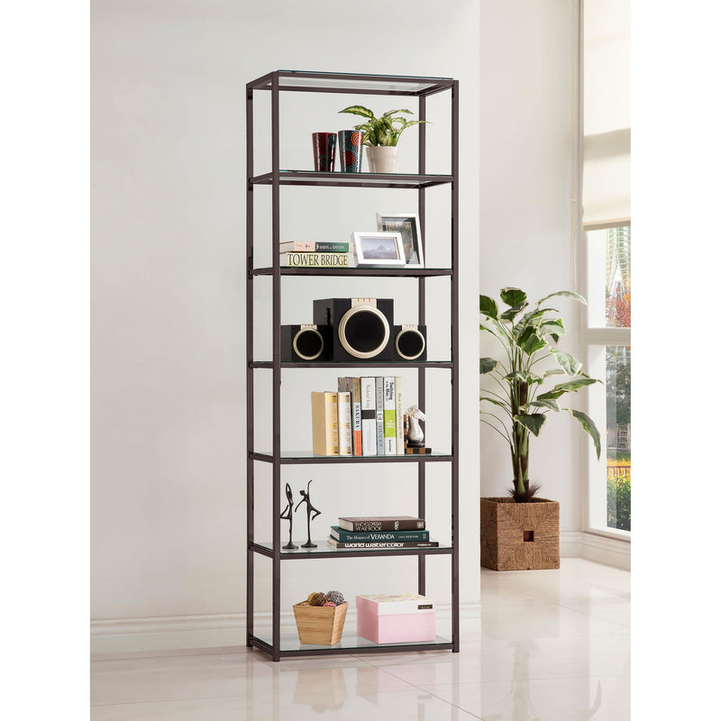 Coaster Furniture Kate 801017 78-inch 5-shelf Glass Bookshelf - Black Nickel IMAGE 5