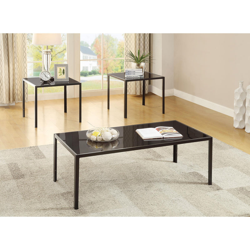 Coaster Furniture Brock 720457 Rectangular Glass Top Coffee Table Set - Black IMAGE 4
