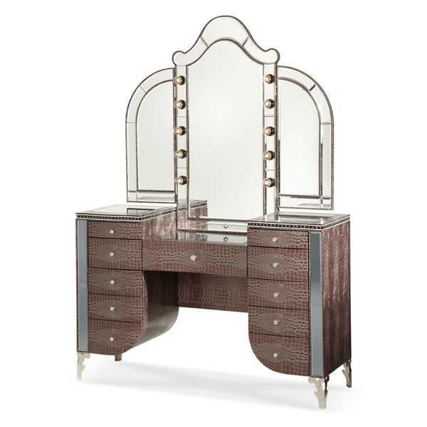 Michael Amini Hollywood Swank 5-Drawer Vanity Set 03000VAN2-33 IMAGE 1