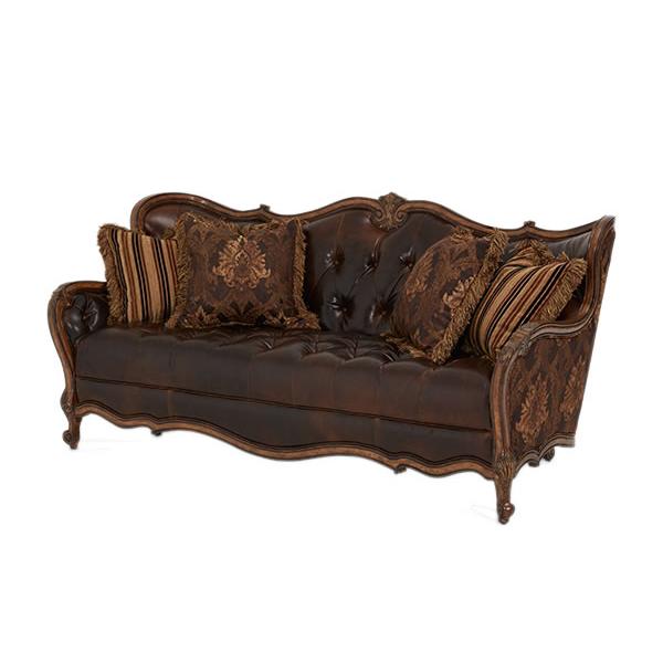 Michael Amini Lavelle Melange Stationary Leather Sofa 54915-CHOCO-34 IMAGE 1