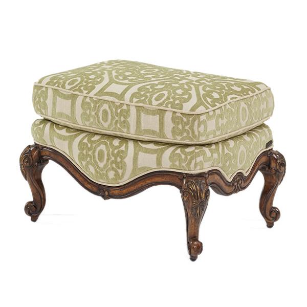 Michael Amini Lavelle Melange Fabric Ottoman 54875-CELRY-34 IMAGE 1