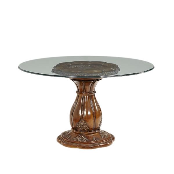 Michael Amini Round Lavelle Melange Dining Table with Glass Top & Pedestal Base 54001-101-34 IMAGE 1