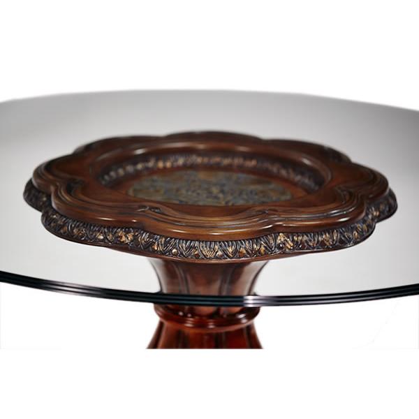 Michael Amini Round Lavelle Melange Dining Table with Glass Top & Pedestal Base 54001-101-34 IMAGE 2