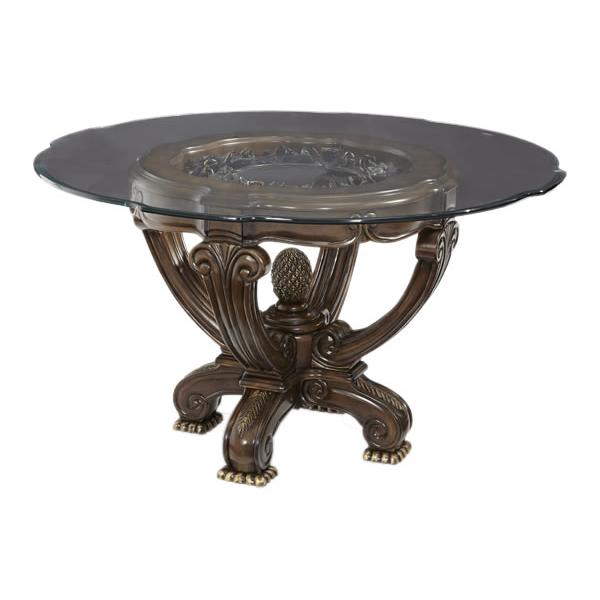Michael Amini Round Oppulente Dining Table with Glass Top & Pedestal Base 67001RND-52 IMAGE 1