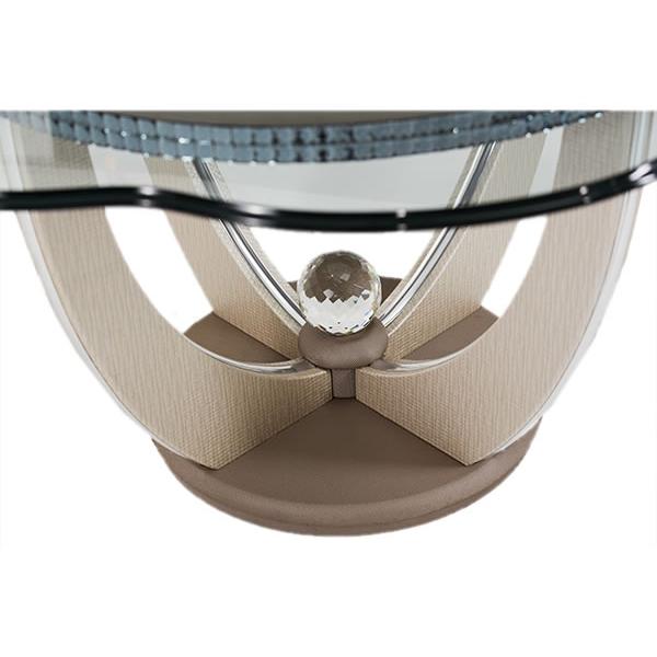 Michael Amini Round Overture Dining Table with Glass Top & Pedestal Base 08001-101-13 IMAGE 2