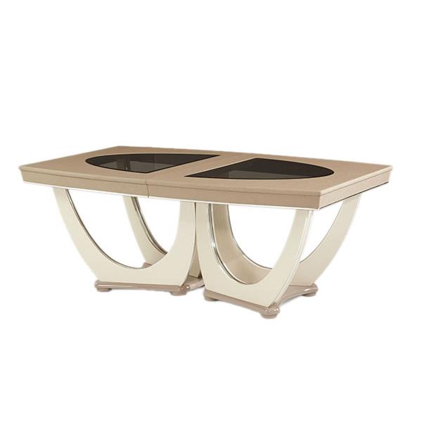 Michael Amini Round Overture Dining Table with Glass Top & Pedestal Base 08002-13 IMAGE 1