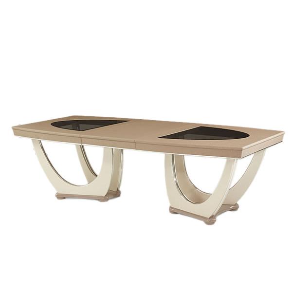 Michael Amini Round Overture Dining Table with Glass Top & Pedestal Base 08002-13 IMAGE 2