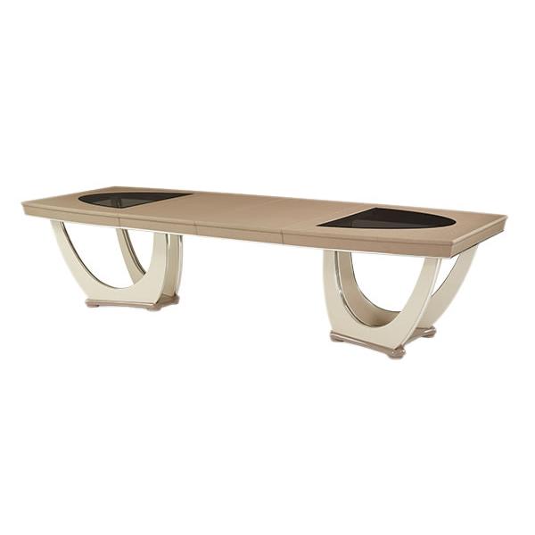 Michael Amini Round Overture Dining Table with Glass Top & Pedestal Base 08002-13 IMAGE 3