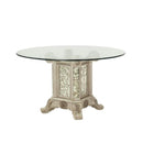 Michael Amini Round Platine de Royale Dining Table with Glass Top & Pedestal Base 09001RNDGL54-201 IMAGE 1