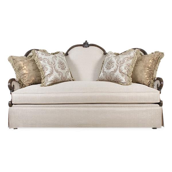 Michael Amini Platine de Royale Espresso Stationary Fabric Loveseat 09825R-STONE-229 IMAGE 1