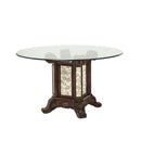 Michael Amini Round Platine de Royale Dining Table with Glass Top & Pedestal Base 09001RNDGL54-229 IMAGE 1