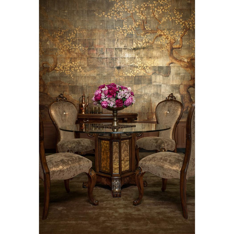 Michael Amini Round Platine de Royale Dining Table with Glass Top & Pedestal Base 09001RNDGL54-229 IMAGE 2