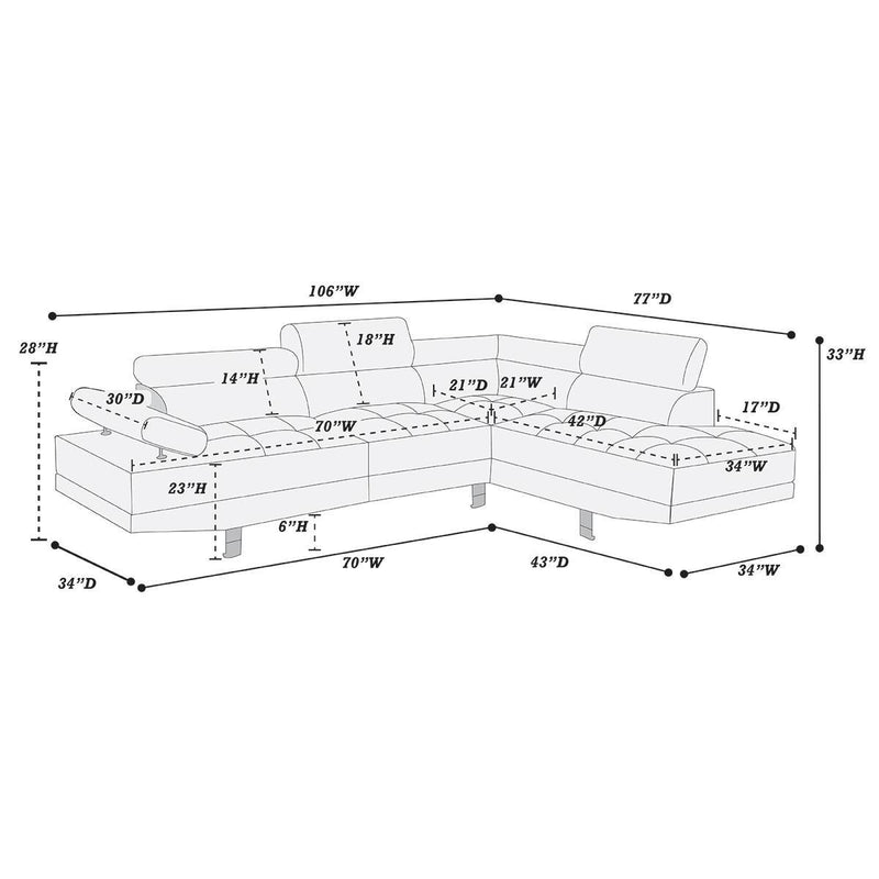 Poundex F7310 2 pc Sectional Sofa Set IMAGE 4