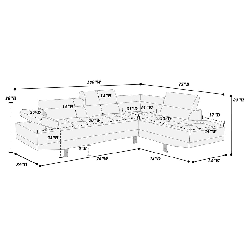 Poundex F7320 2 pc Sectional Sofa Set IMAGE 4
