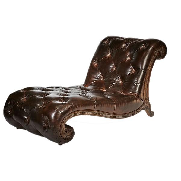 Michael Amini Victoria Palace Leather Chaise 61941-DPBRN-29 IMAGE 1