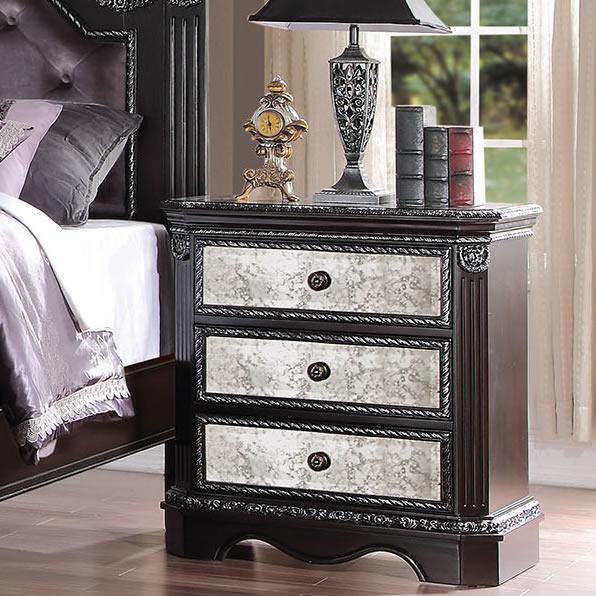 Acme Furniture Athena Silver 3-Drawer Nightstand 20923 IMAGE 1