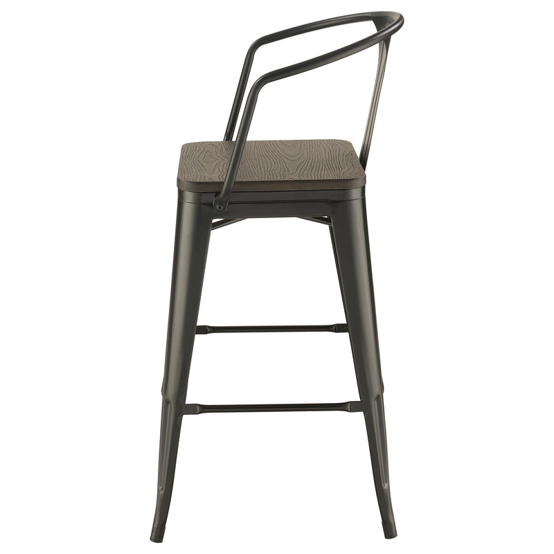Coaster Furniture Cavalier 100737 Metal Bar Chair - Dark Elm and Matte Black (Set of 2) IMAGE 4