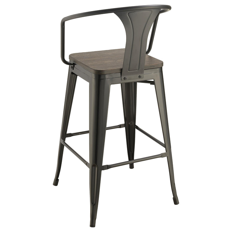 Coaster Furniture Cavalier 100737 Metal Bar Chair - Dark Elm and Matte Black (Set of 2) IMAGE 5