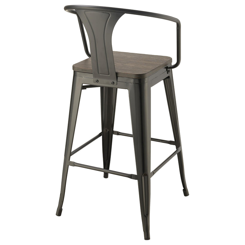 Coaster Furniture Cavalier 100737 Metal Bar Chair - Dark Elm and Matte Black (Set of 2) IMAGE 7