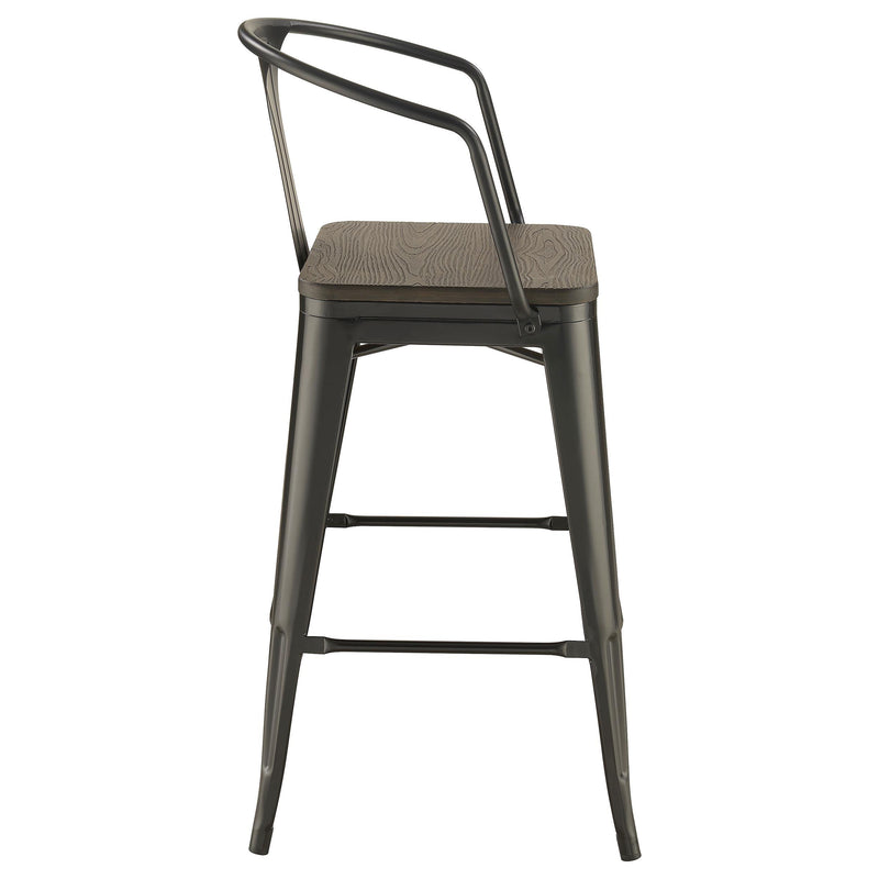 Coaster Furniture Cavalier 100737 Metal Bar Chair - Dark Elm and Matte Black (Set of 2) IMAGE 8
