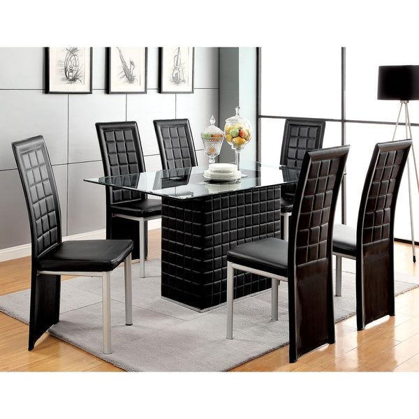 Acme Furniture Abbie Dining Table with Glass Top & Pedestal Base 70714 IMAGE 1