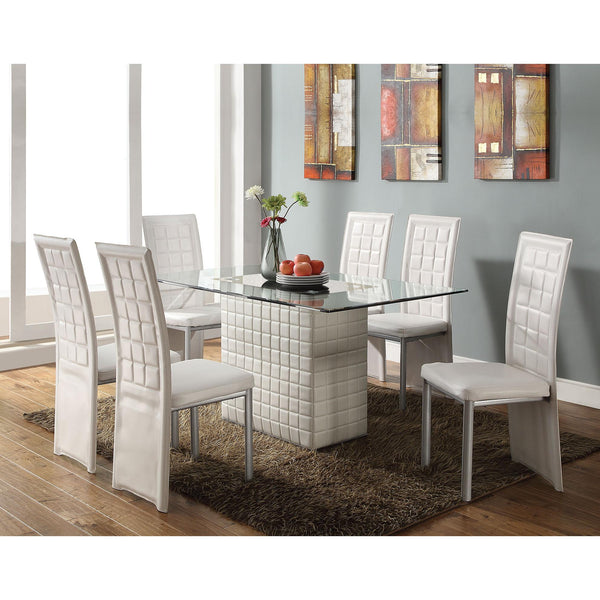 Acme Furniture Abbie Dining Table with Glass Top & Pedestal Base 70718 IMAGE 1